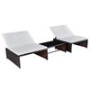 Outdoor Lounge Chairs 2 pcs with Table Brown Poly Rattan