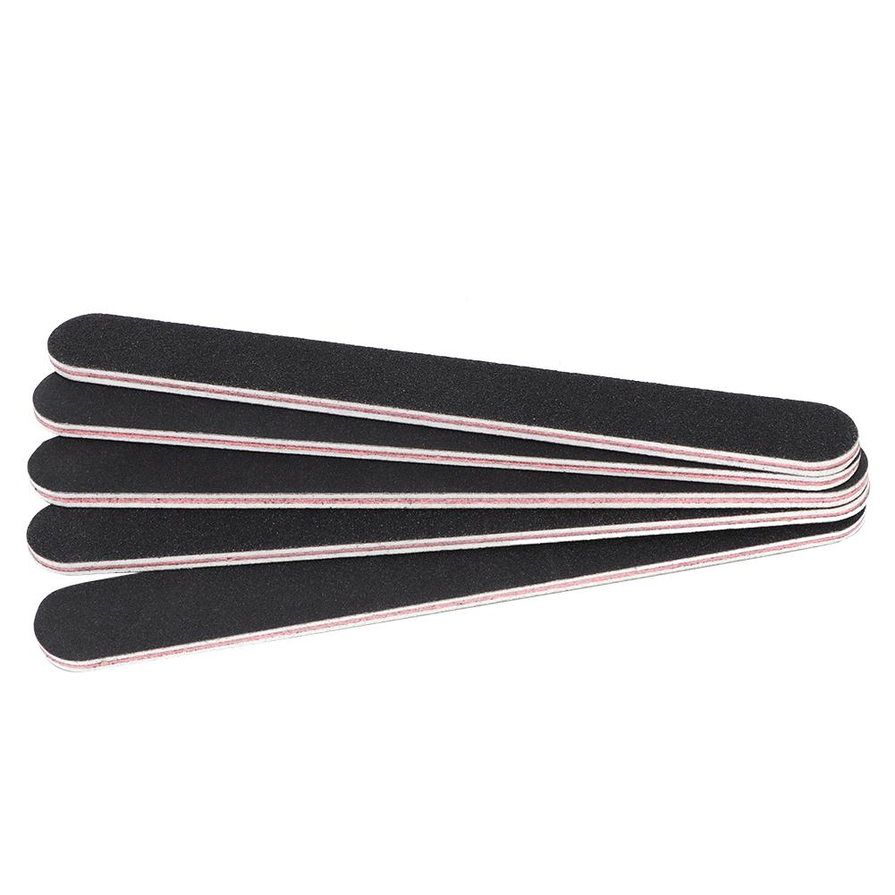 5pcs Sanding Nail File Double Sided Round Head Nail File Salon Nail Art Tool Black