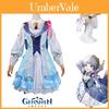 Genshin Impact Kamisato Ayaka Fantasia Cosplay Peruca Vestido Florido Chapéu Halloween