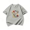 Kids Cotton T Shirt Floral Letter B Print Crew Neck Short Sleeve Tee Casual Boys Girls Summer Tops