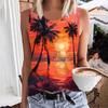 Hawaiian Coconut Tree 3D Printed Women's Summer Round Neck Casual Vest