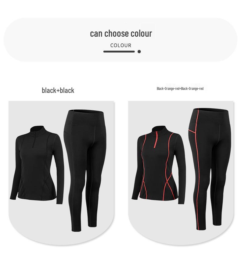 Women's Fleece-Lined Long-Sleeve Yoga Set: Warm, Slim-Fit Half-Zip Sweatshirt for Autumn & Winter Fitness