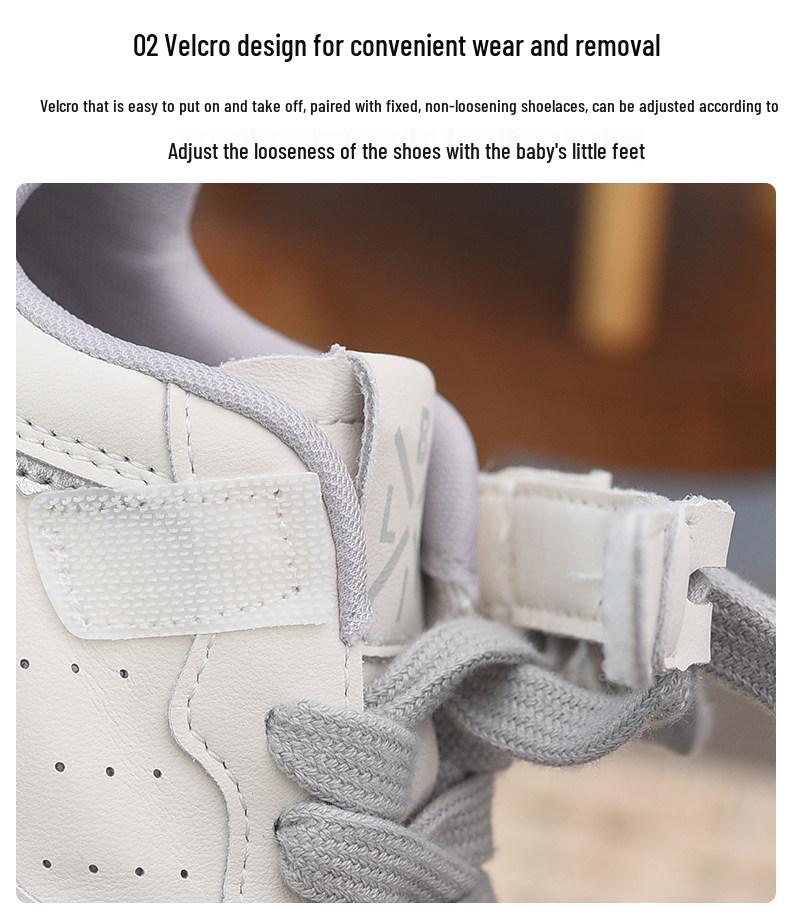 Children's Versatile Velcro Skate Shoes - Soft Sole, Fashionable, for Boys & Girls, White, Spring/Autumn 2026