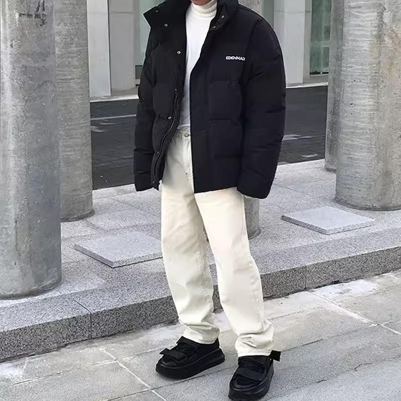 Abrigo de Invierno para Hombre Acolchado de Algodón Japonés, Abrigo Acolchado de Algodón Cálido y Grueso para Estudiante, Chaqueta Acolchada de Algodón Holgada y Guapa de Estilo Coreano