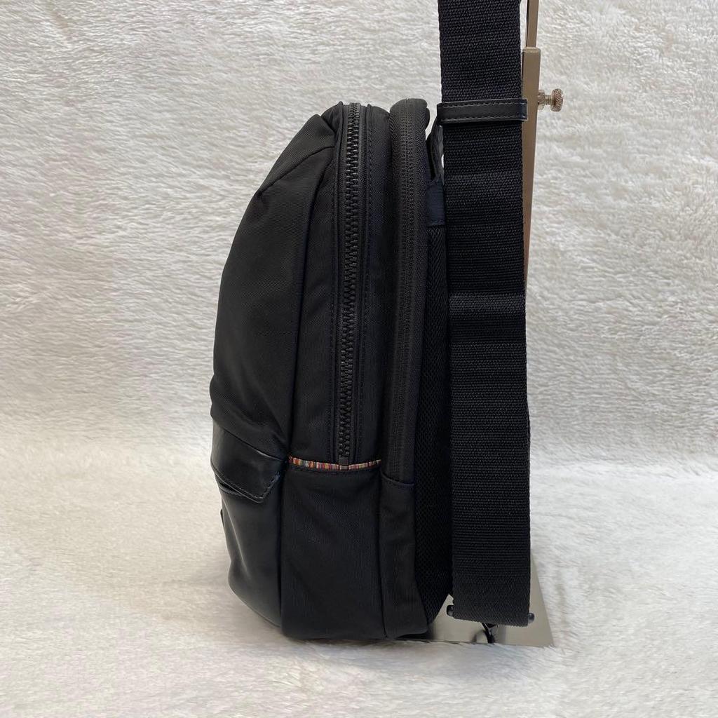Used [Extremely Good Condition] Paul Smith Body Bag Leather Nylon Multi-Striped Super Rare