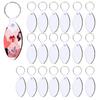 Bulk 60pcs Double Sided Heat Transfer Keychains Blanks Customizable Sublimation Key Rings with Metal Rings Accessories