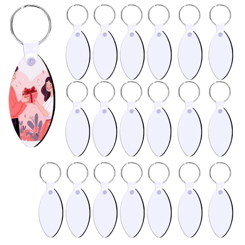 Bulk 60pcs Double Sided Heat Transfer Keychains Blanks Customizable Sublimation Key Rings with Metal Rings Accessories