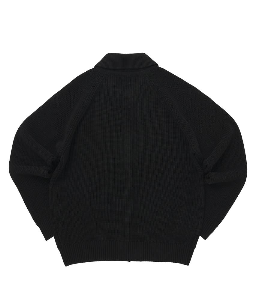 A Nothing Round-Collar 7G Knit Cardigan (Black)