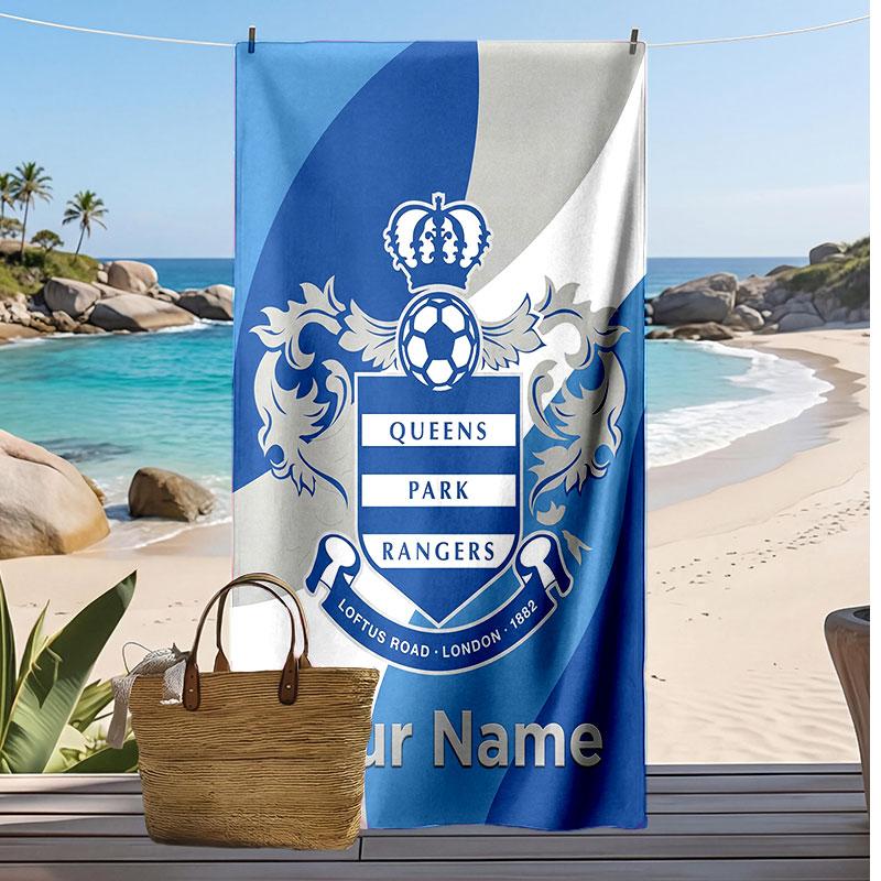 Queens Park Rangers FC Personalisiertes Bedrucktes Strandtuch Fußballlogo Unterstützung Benutzerdefinierter Name Text Saugfähiges Handtuch für Sport Reisen Besonderes Geschenk