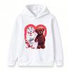 Kids Boys Girls Pullover Hoodie, Cute White Cow with Flower Headband Plush Bear Print Casual Soft Hooded Sweatshirt for Children Daily Wear