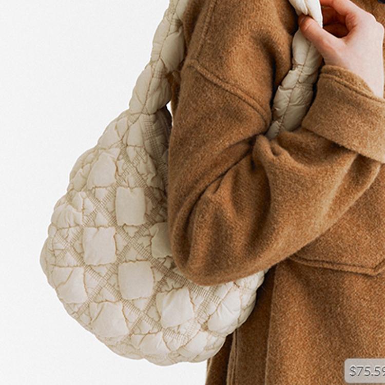 New CARLYN Nylon Cloud Bag, Handbag, Shoulder Bag Women's Ivory H71307020I