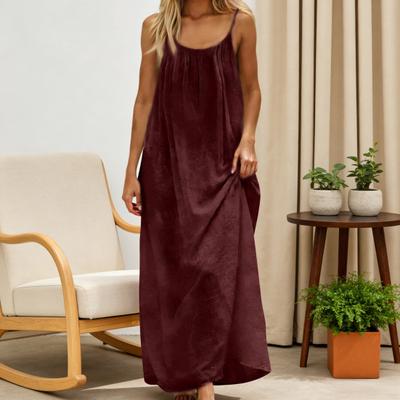 Women's Spaghetti Strap Cami Dress Summer Backless Sleeveless Maxi Dress Loose Flowy Beach Vacation Sundress