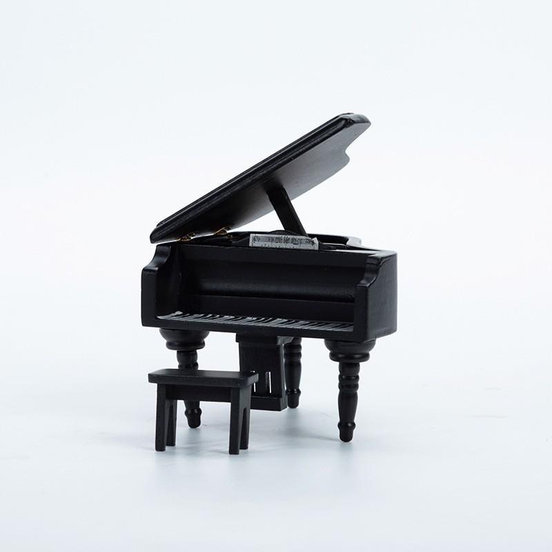 1:12 Scale Miniature Dollhouse Furniture Wooden Triangle Piano Model Decorative Accessory DIY Craft Display