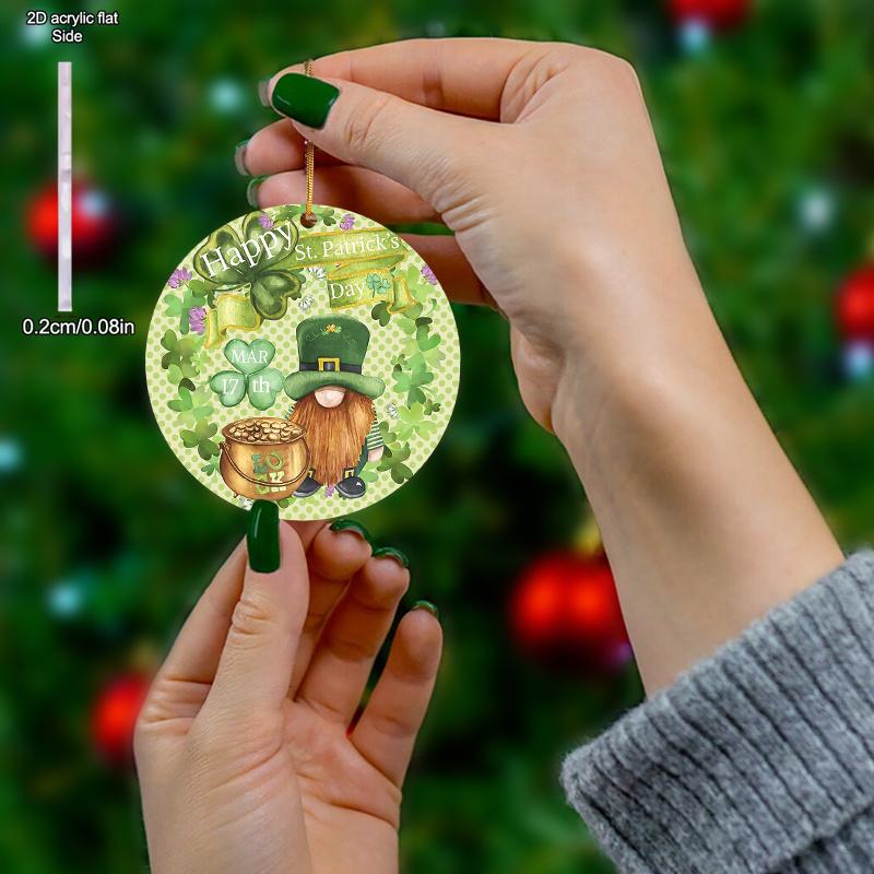 Dwarf Elf & Clover Design, St. Patrick'S Day Acrylic Ornament, with No Electricity Needed, Nurseries, Vintage Home Decor Wall for Bar Kitchen, Restaur