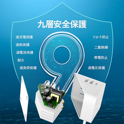 LETMY Power Strip USB Extension Cord, 1.5m, 4 AC Outlets, 3 USB Ports, Branching Outlet, Table Tap, Fast Charging, 1500W, Overload Protection, Compact