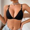 Ribbed Front Closure Deep V Wireless Bra