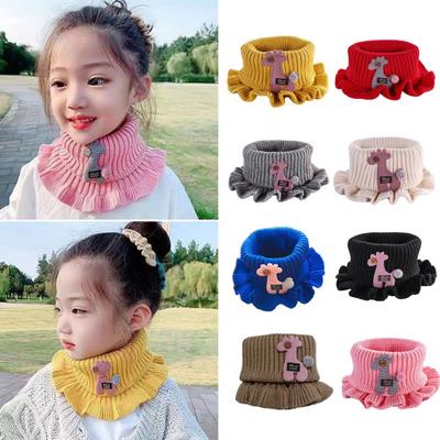 Neck Warmer Cartoon Giraffe Ruffle Knitted Windproof High Elasticity Keep Warm Ultra Soft Kids Fake Collar Neck Scarf for Winter