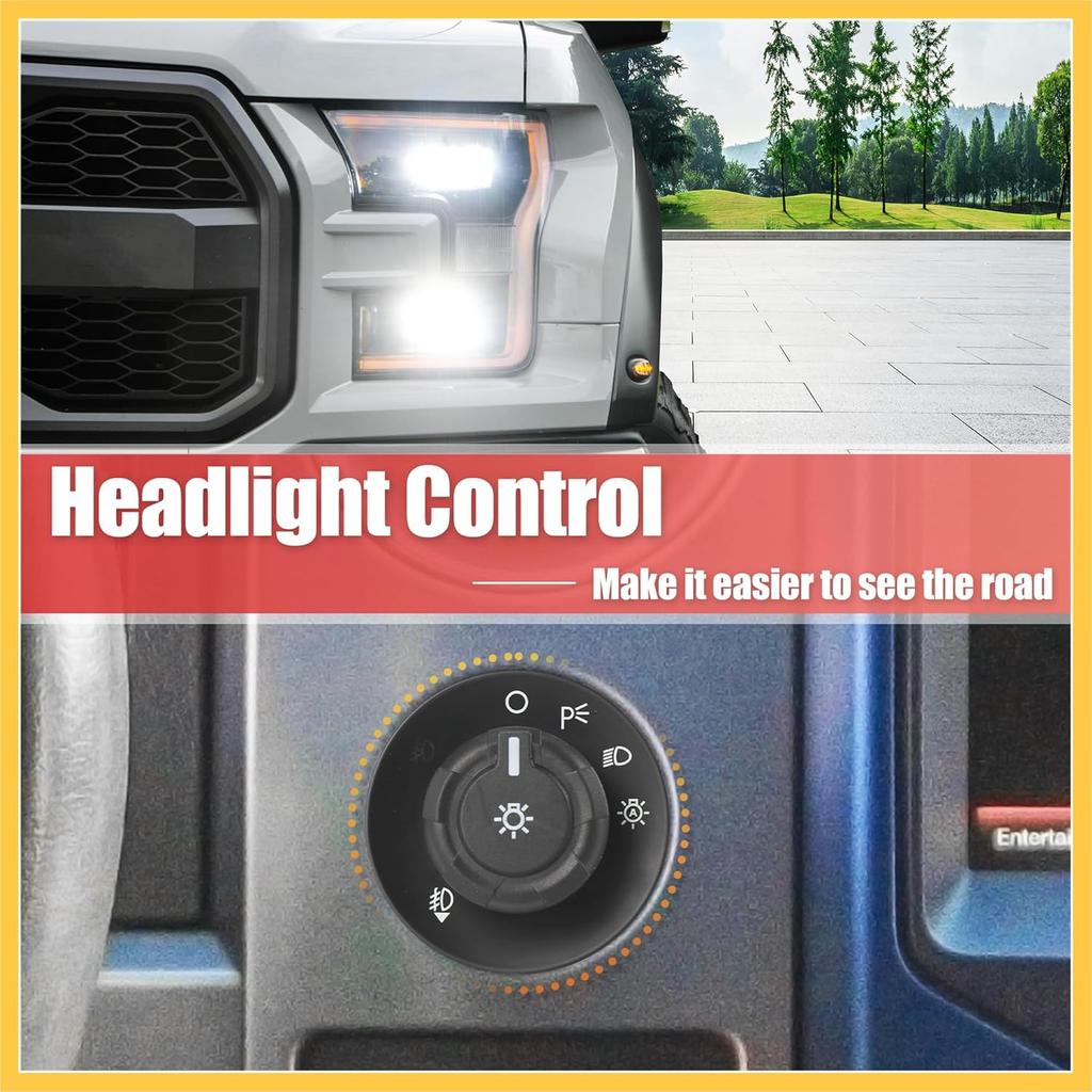 Headlight Lamp Fog Light Control Switch Fits for Ford F150 F250 F350 F450 F550 Super Duty 2009-2016 9L3Z11654CA SW6637 Auto Replacement Parts
