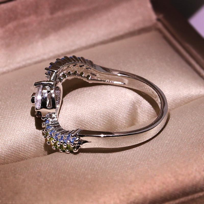 New Creative Rose Gold Two-Tone Elf Ball Zircon Ring For Women Wedding Party Engagement Jewelry Gift