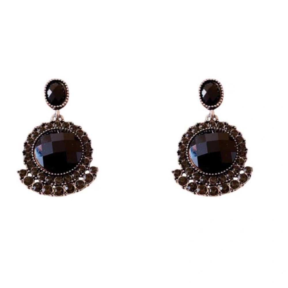 Exquisite Retro Black Crystal Palace Style Earrings - High-End, Fashionable Design