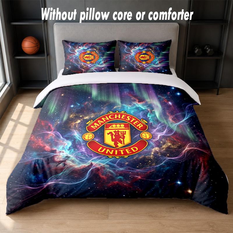 Manchester United Diseño Juego de Cama Ropa de Cama 1 Funda Nórdica + 2 Fundas de Almohada Suave Transpirable Ropa de Cama para el Hogar