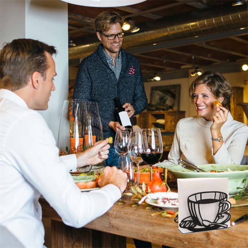 Standing Napkin Dispenser For Table Black Stainless Steel Coffee Cup Butterfly Theme Napkin Holder for Kitchen Restaurant Table