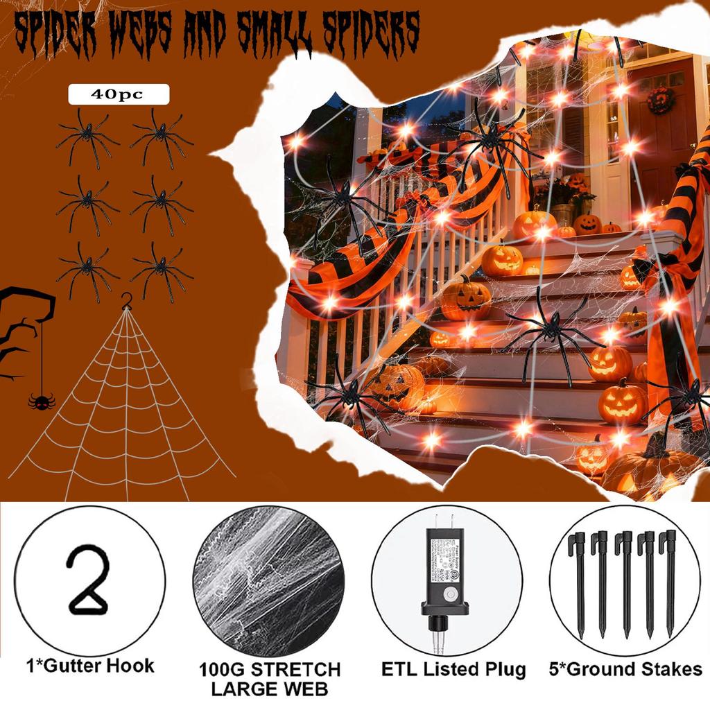 Halloween Web Light Decoration 250 LED Web Halloween Decoration Outdoor Halloween Web