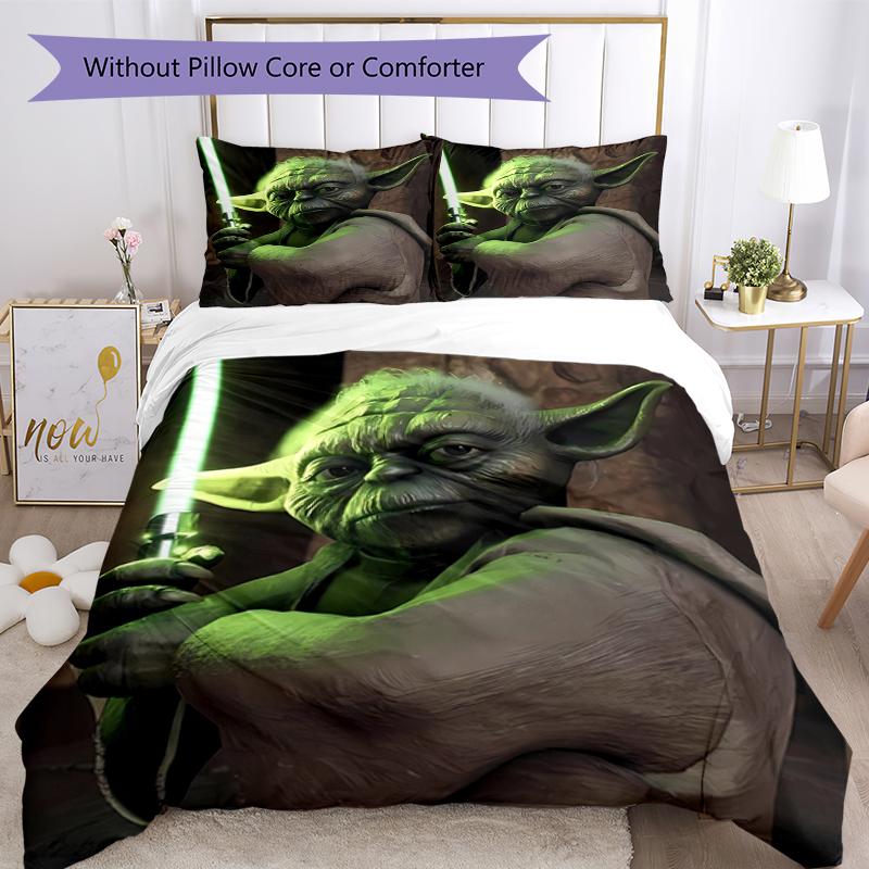 3pcs Yoda Bedding Set Duvet Cover Closure Includes 1 Duvet Cover & 2 Pillowcases, Soft and Comfortable for All Seasons.