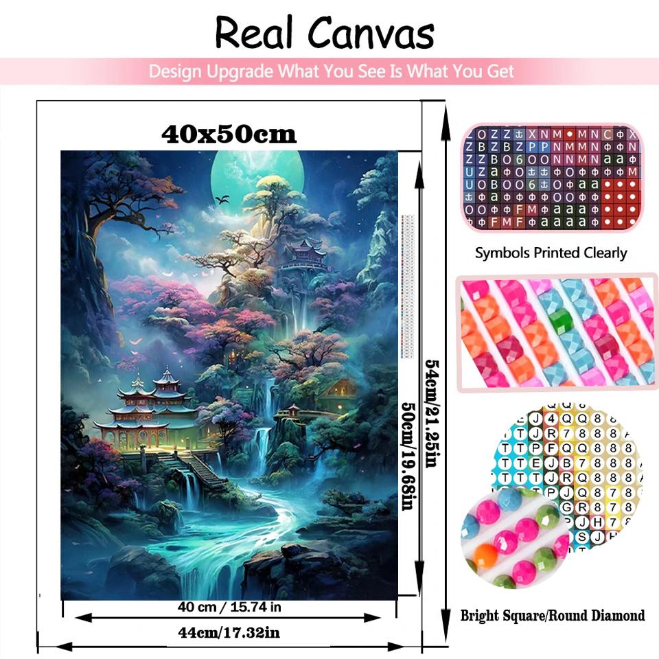 Diamant-Kunstsammlung im chinesischen Stil, Berg-Wasserfall-Landschaft, Kunst, 5D-Diamant-Stickerei, Mosaik, Heimdekoration, Kreuzstickerei