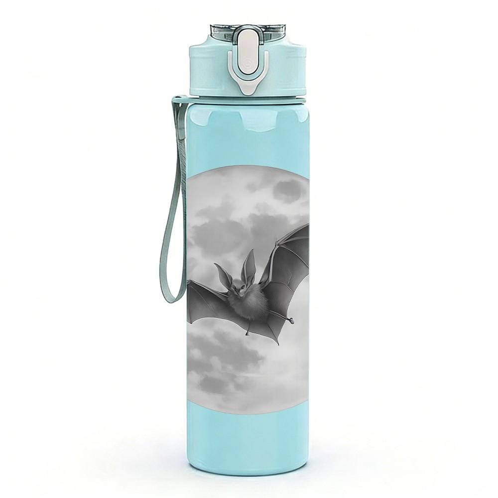 1PC Full Moon Bat Halloween 750ml Color Plastic Sports Water Bottle Leakproof Flip Straw Lid Suitable for Sports Office Home Use