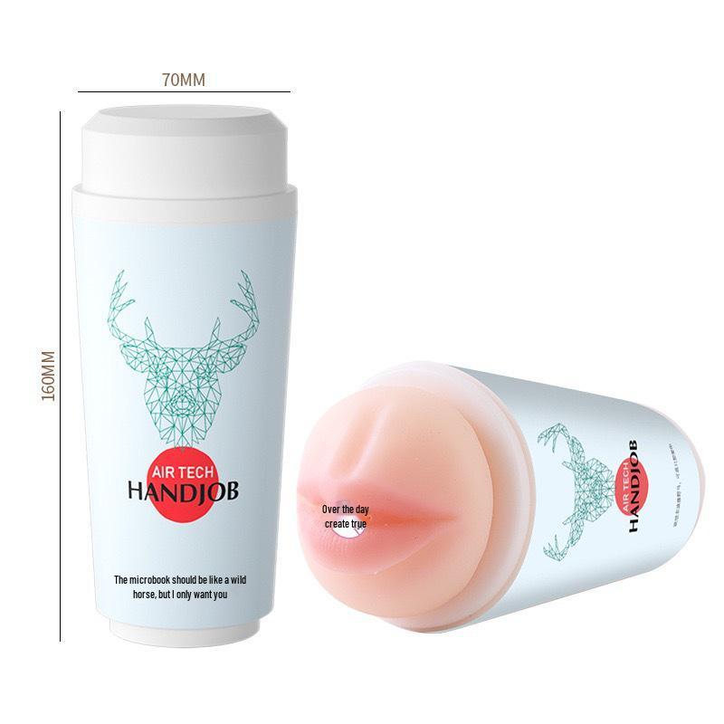 Men's Mobile Phone-Compatible Milk Tea Cup Mold - Adult Fun Masturbation Toy with Mouth & Vagina Design