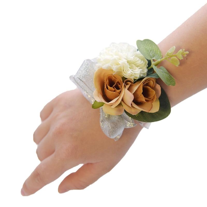 2Pieces Elegant Wrist Flowers for Bridesmaid and Party Decorations Wedding Decoration Gifts