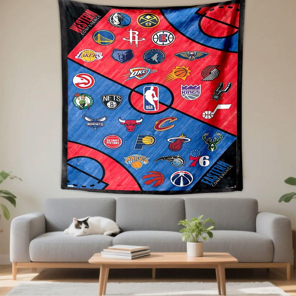 Philadelphia 76ers Tapestry Wall Hanging, NBA Basketball Team Logo Poster, Sports Wall Decor for Bedroom Living Room Dorm
