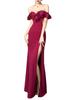 ISLAYCAOLILA DT2 Mariel Dress Wine Cabaret Mini Club Party Flared Long Slit Strapless Tight Maxi Dress Women's (Size M, Red) - Dress, Dress, Dress,