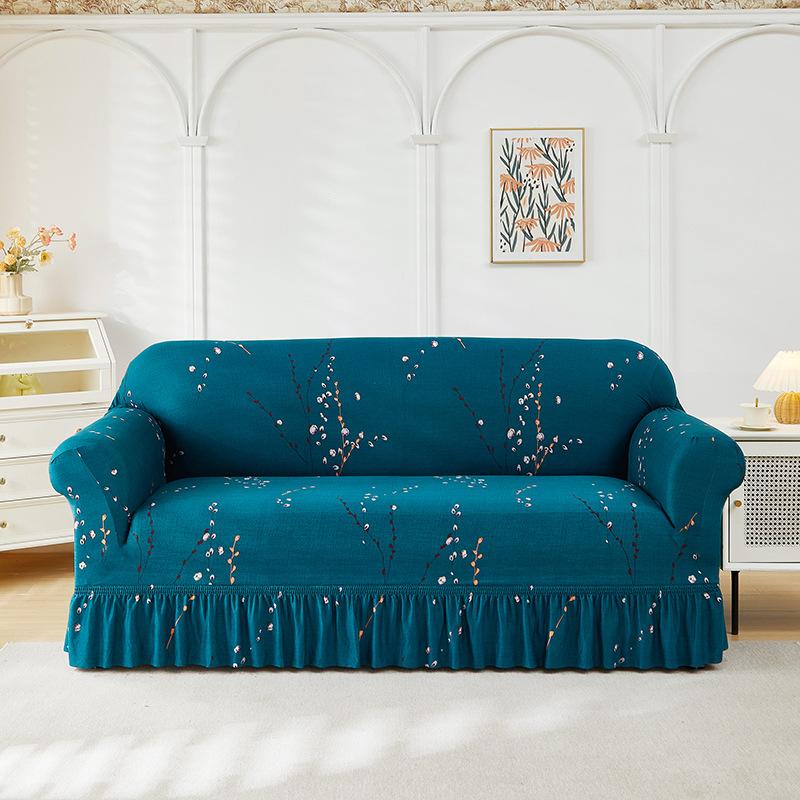 All Inclusive Elastic Sofa Set Skirt Style Dust Proof and Anti Slip All Cover for Three People and One Person Universal Cover with Tassels