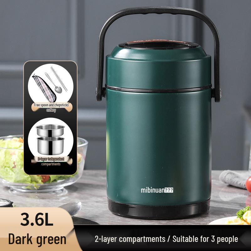 Winter Stainless Steel Insulated Multi-layer Lunch Box - Portable, Large Capacity, Keeps Food Hot for 24 Hours, Perfect for Home or Office.