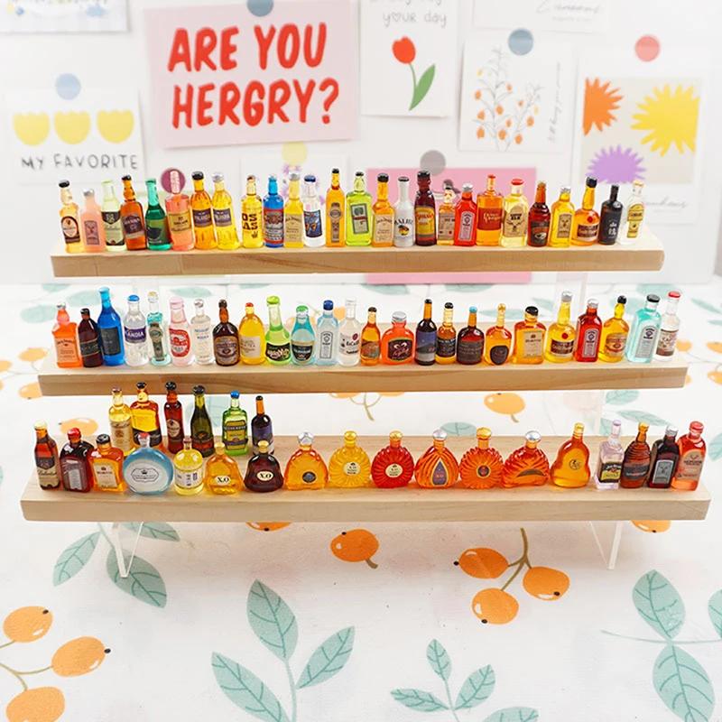 10Pcs Mini Drinks Bottle Dollhouse Decoration Part Dollhouse Pub Bar Decor Model Doll House Accessories Kids Toys