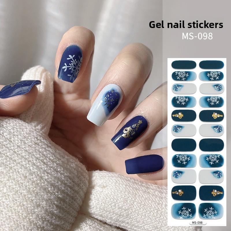Gel Nail Stickers, 22-finger No-bake Nail Polish Glue, Wearable Nail Pads, Full Application
