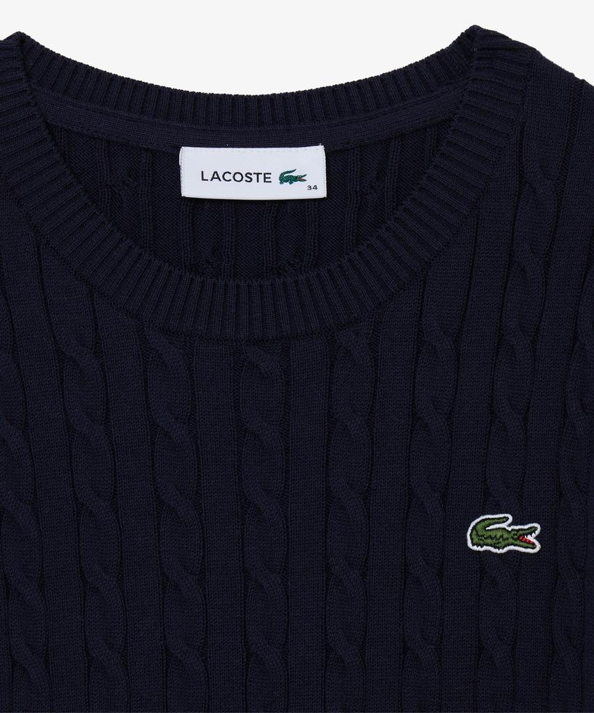 LACOSTE Women'S Cable Short Sleeve Crew Neck Sweater Af590E-56G 166