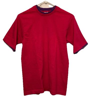 Vintage 1990s Blank T-Shirt S Double Dual Layer Single Stitch Fuschia Purple
