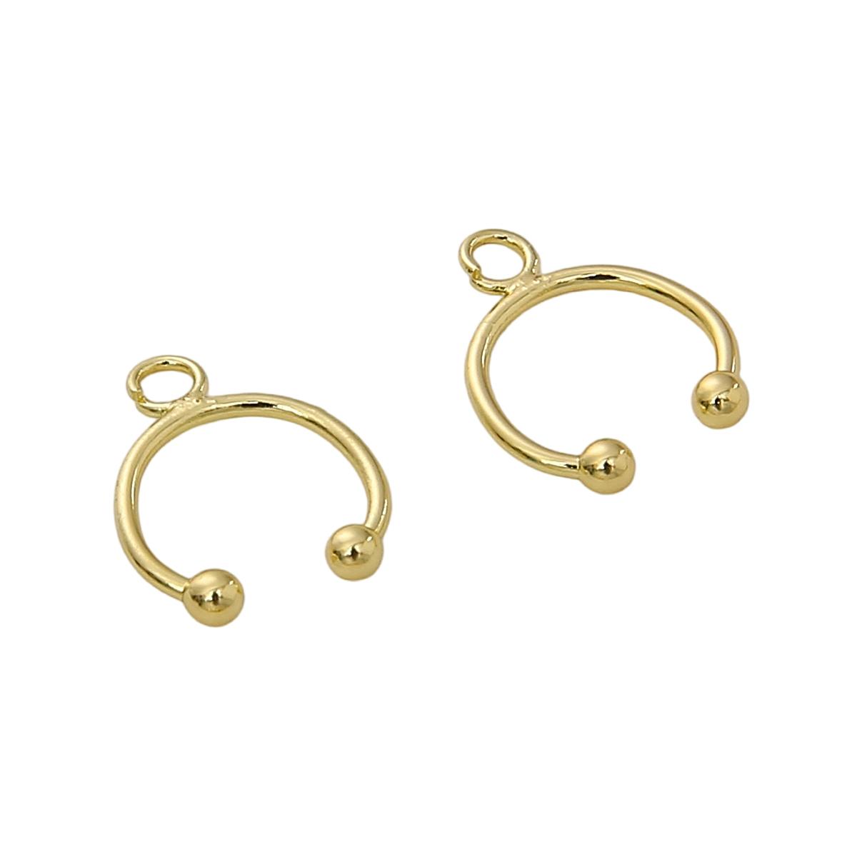 

2 шт. медь C-образная двойная бусина с боковым отверстием, зажим для ушной кости для самостоятельного изготовления серег, ювелирных изделий, аксессуары для рукоделия 12x15mm