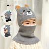 Cute Bear Fox Kids Beanie Hats Neck Protect Winter Knit Hat Child Girls Earflap Caps