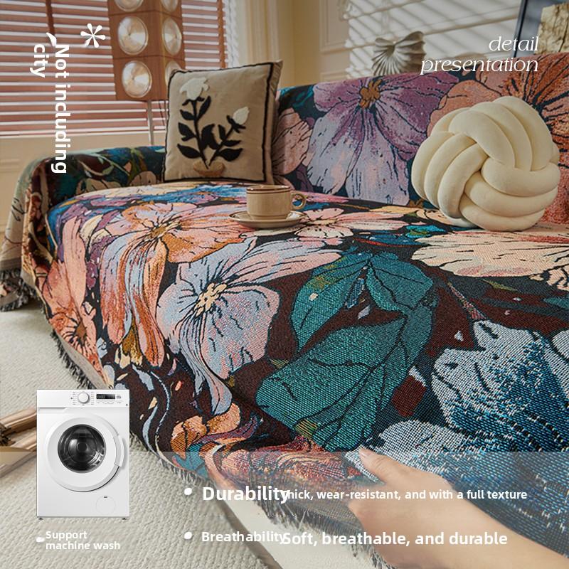 Chenier Flowering Sofa Cover Cloth Is Universal In All Seasons Anti-Cat Scratching Sofa Towela Whole Cover Is Resistant To Dirt