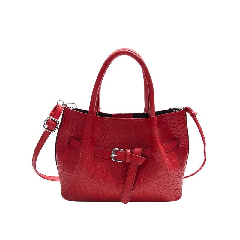Premium niche woven bucket bag new large-capacity commuter women's bag pu messenger bag dumpling bag handbag
