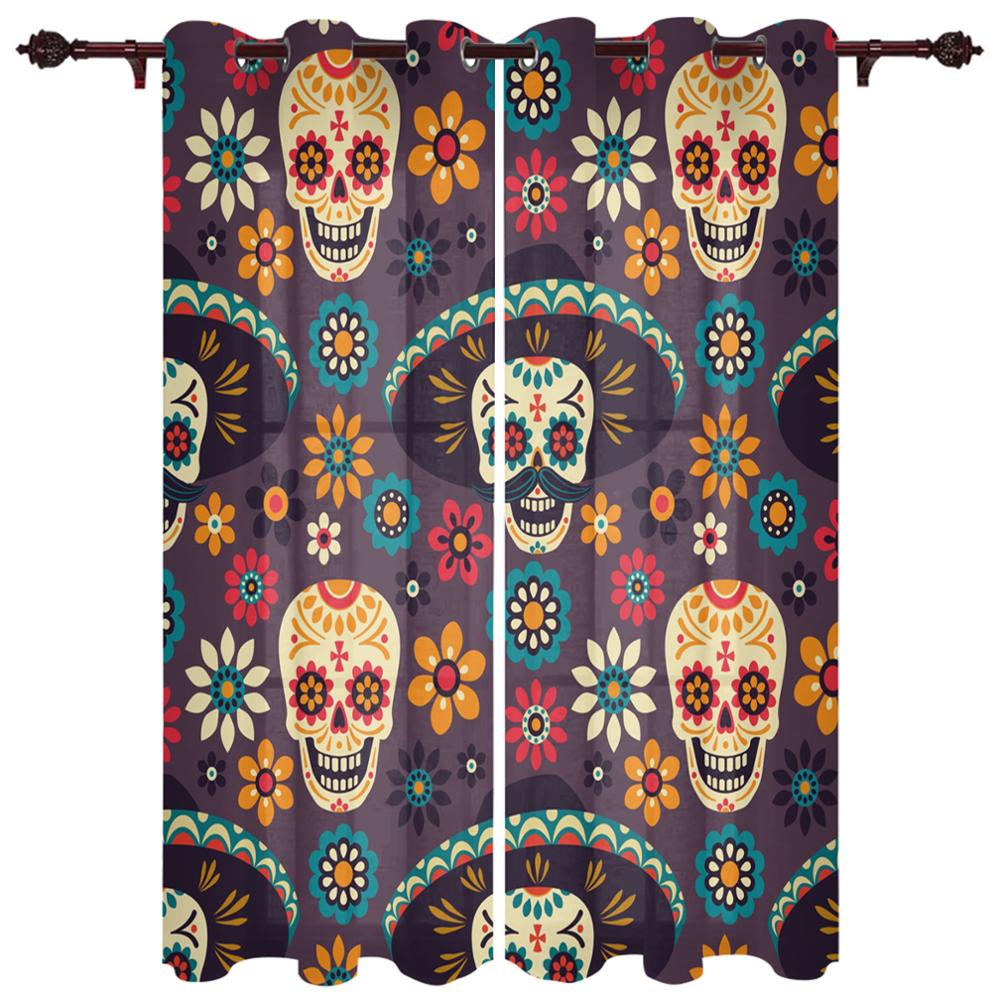 Teschio Artistico Fiori Rossi Onda Nuove Tende Semplici Decorazione per la Casa Tende Forniture Moderne per la Casa