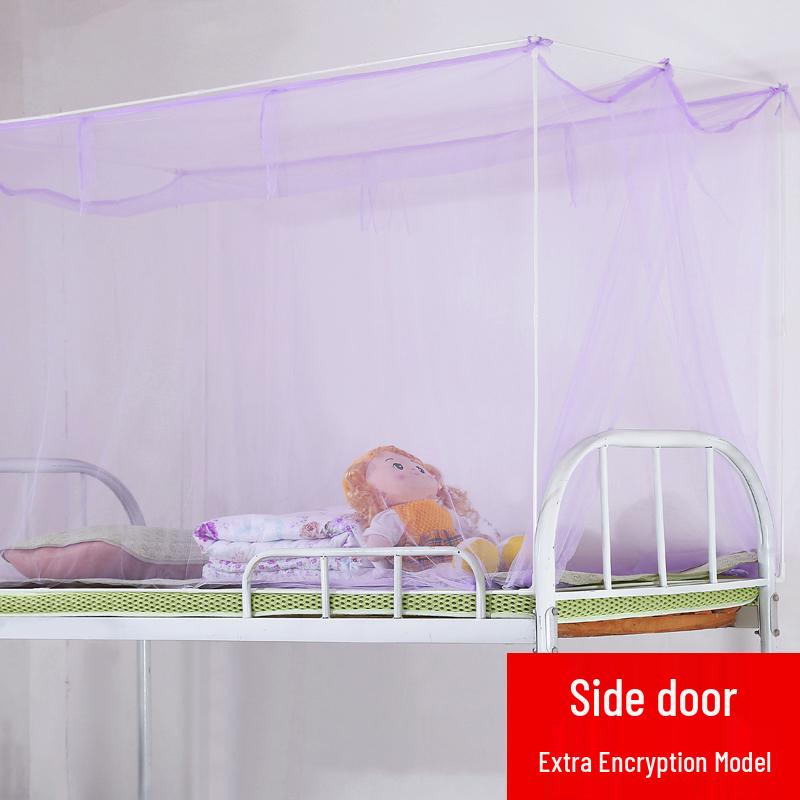 Single Bunk Bed Mosquito Net with Free Shipping - Square Top Tent Frame, Side Opening, 90cm for Dorm Rooms