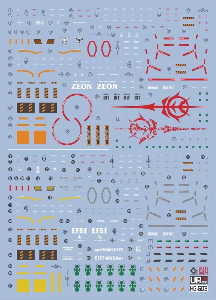 [EVO] HG 1144 Roter Gundam & Weißer Gundam GQuuuuuuX Exklusive Wassertransferabziehbilder Fluoreszierende Detail-Up Wasserschiebeaufkleber [Gebraucht]