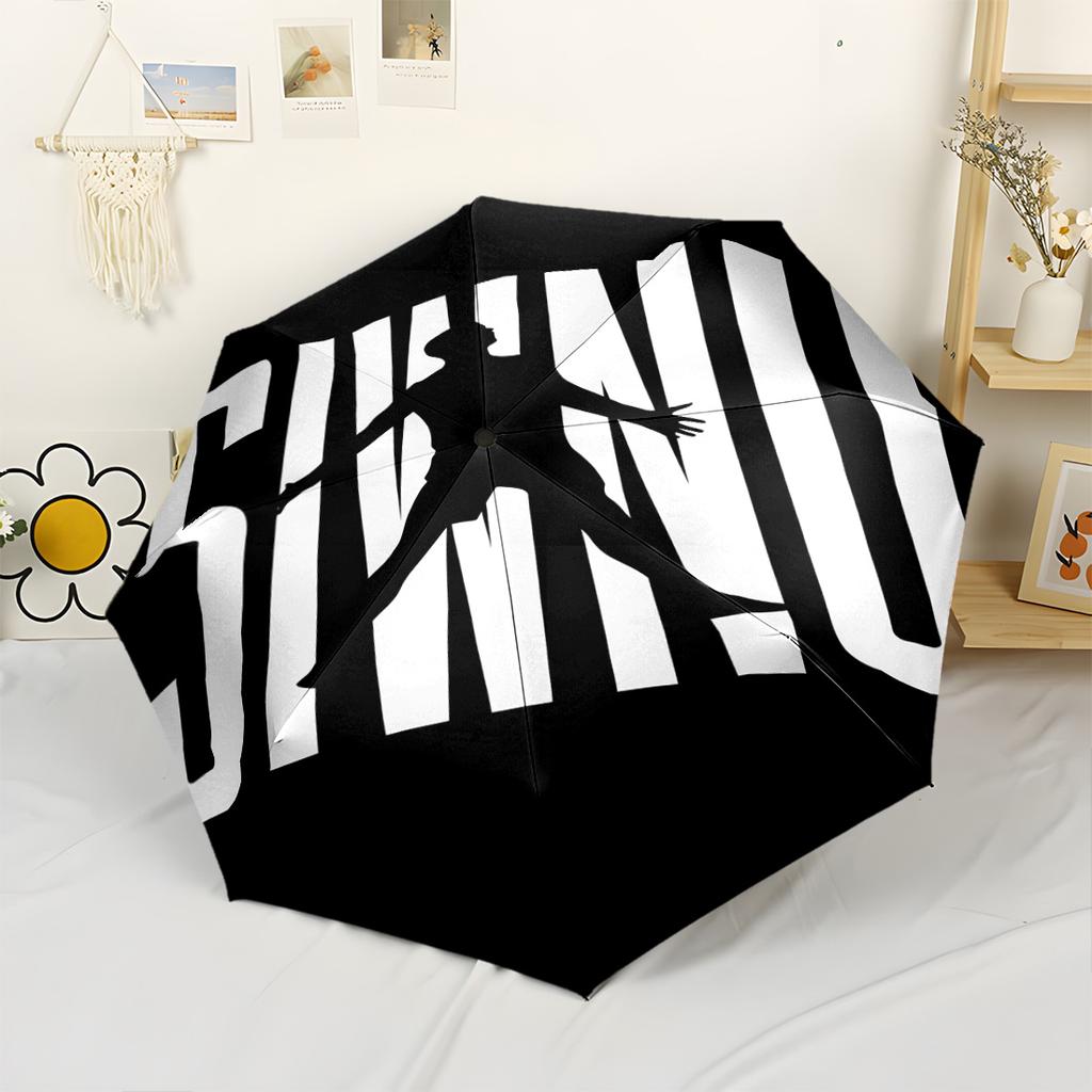 Cr7 Football Legend Portable Automatic Umbrella with 8-Rib Sturdy Construction All-Season Travel Elegant Women's Umbrella Best for Christmas