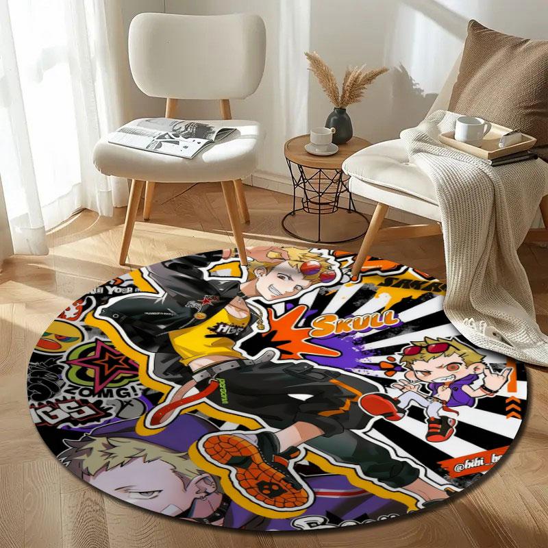 Luxury Round Gothic Multicolor Accent Rug, Non-Slip Floor Mat for Kitchen