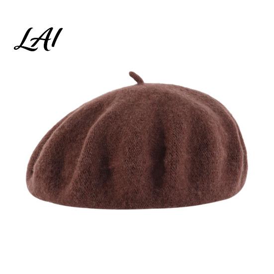 Slouchy Artist Hat Women Wool Beret Hat Elegant Classic Solid Color Winter Daily Casual Wear Accessory Cap Soft Breathable Blend Headwear for Ladies